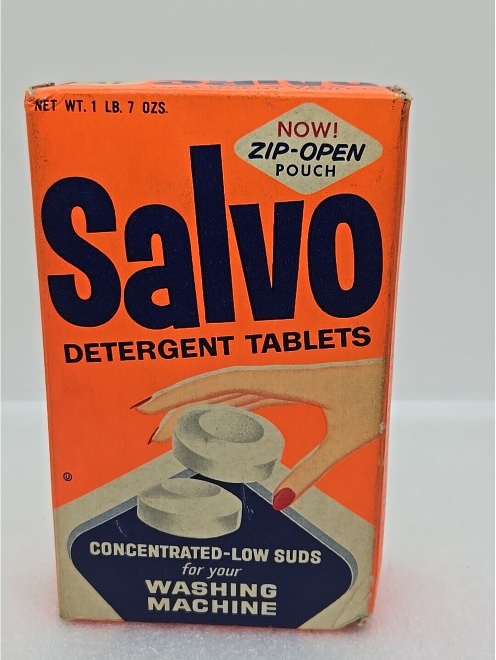 Vintage 1960s Salvo 1 Lb 7oz Detergent Tablets Now Zip-Open Pouch New Sealed